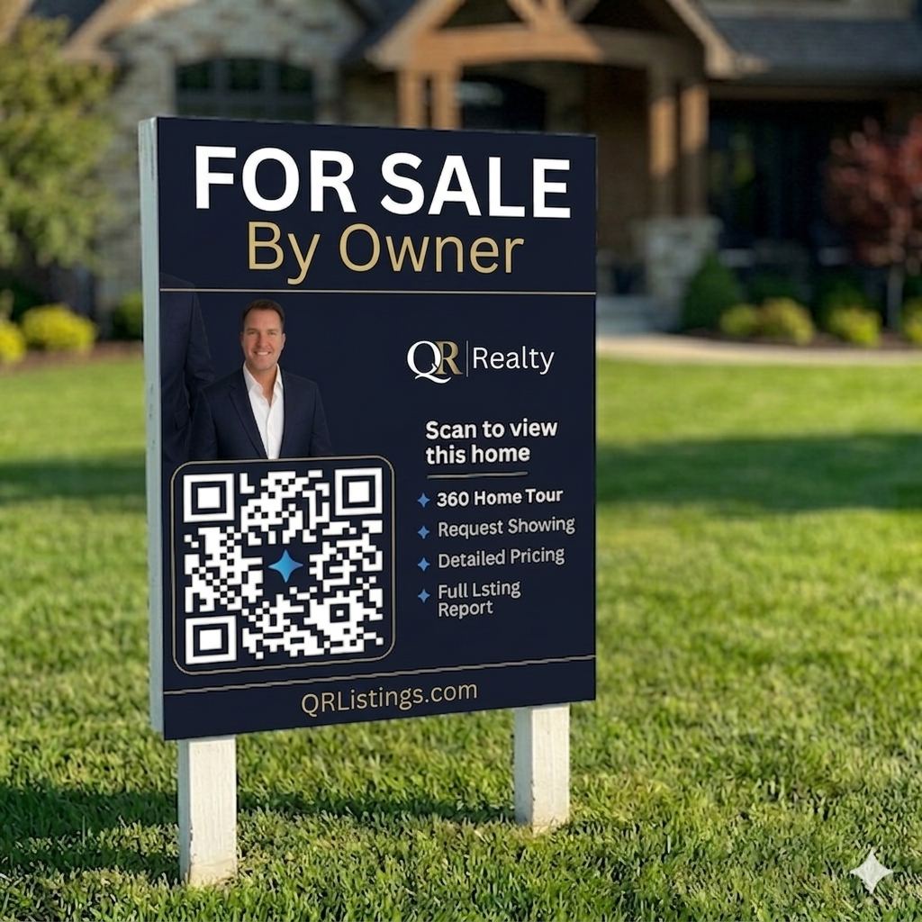 QR Buddy yard sign in front of home
