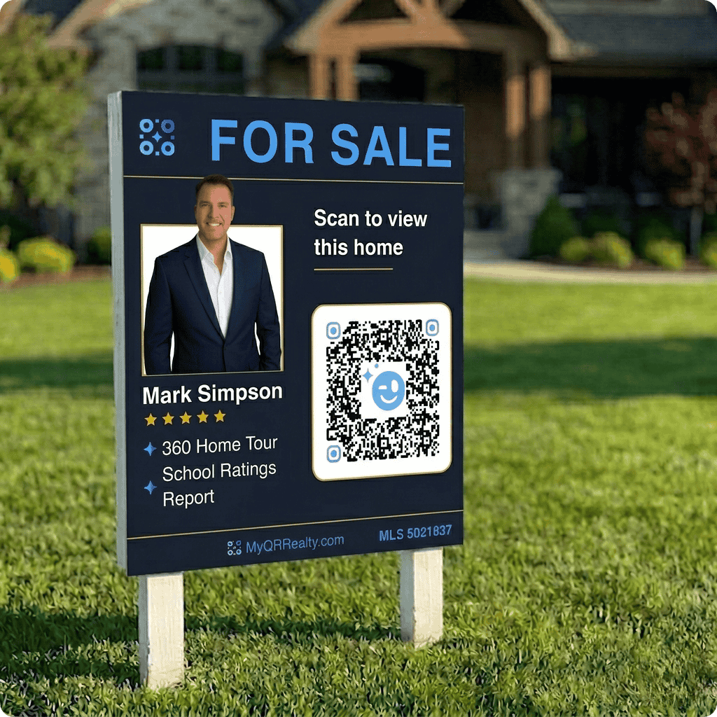 QR Buddy yard sign in front of home